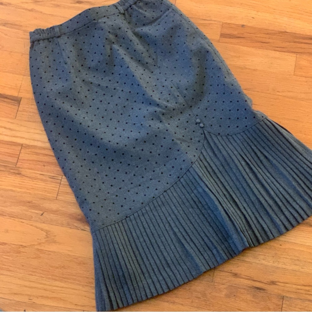 Vintage Charcoal Polka Dot Midi Skirt - Picture 1 of 3
